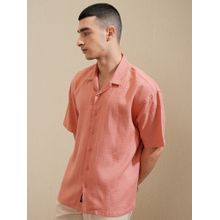HIGHLANDER Cotton Self Design Coral Shirt