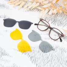 TED SMITH Unisex Brown Wayfarer Acetate Frames Clip On Sunglass with Polarized Lens