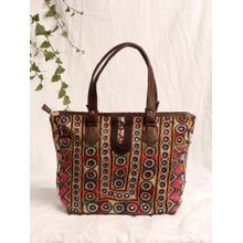 TJORI Bags Beige Kutch Embroidery Tote Bag