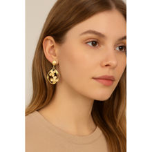 VIEN Gold Enamel Floral Drop Earrings