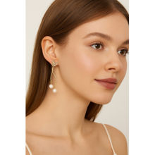 VIEN White Elegant Gold Plated Pearl Drop Earrings