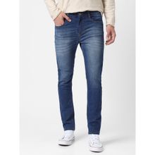 Urbano Fashion Mens Blue Slim Fit Mild Distressed/Torn Jeans Stretchable