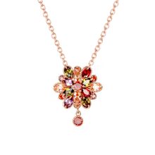 Yellow Chimes Rose Gold Plated CZ Studded Flower Pendant