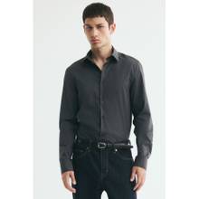 H&M Men Grey Slim Fit Easy-Iron Shirt