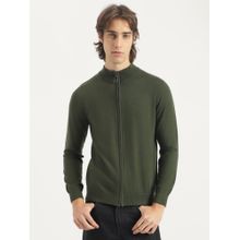United Colors of Benetton Green Regular Fit High Neck Solid Sweatshirt