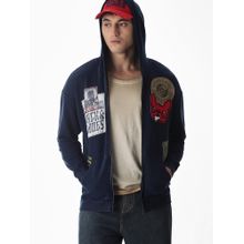 Jack & Jones Men Oversized Navy Blue Hoodie