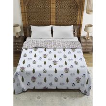 Rajasthan Decor White Ethnic Printed 120 GSM Reversible Cotton Double Bed AC Dohar (Queen)