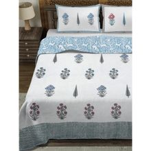 Rajasthan Decor Cotton Reversible King Bed Quilted Bed Spread with 2 Pillow Covers (King)