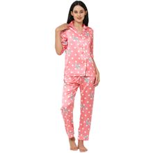 Sweet Dreams Women 3/4th Sleeve Satin Printed Peach Pyjama (Pack of 2)