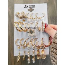 Jewels Galaxy Gold Plated Hoop Earrings (Pack of 18)