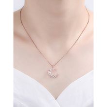 Jewels Galaxy Rose Gold Plated American Diamond Studded Moon Shape Korean Pendant