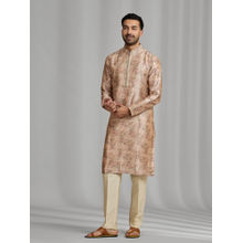 Kora by Nilesh Mitesh Peach Floral Mandarin Neck Kurta With Pant