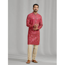 Kora by Nilesh Mitesh Pink Embroidered Mandarin Neck Kurta With Pant