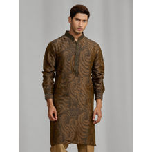 Kora by Nilesh Mitesh Green Printed Mandarin Neck Kurta With Pant