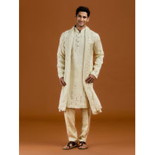 Kora by Nilesh Mitesh Green Embroidered Mandarin Neck Kurta Pant With Dupatta