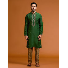 Kora by Nilesh Mitesh Green Embroidered Mandarin Neck Kurta Pant With Dupatta