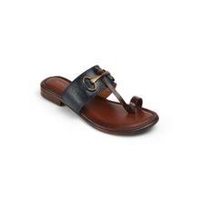 PEPPER Navy Blue Classic T-Strap Kolhapuris