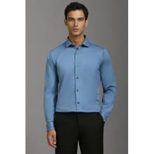 Louis Philippe Men Blue Slim Fit Solid Full Sleeves Formal Shirt