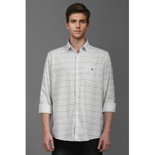 Louis Philippe Men White Slim Fit Stripe Full Sleeves Casual Shirt