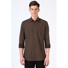 Peter England Men Brown Slim Fit Print Shirt