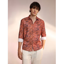 Campus Sutra Men'S Sienna Brown Animal Print Shirt