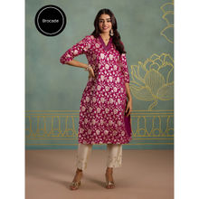 Likha Brocade Straight Majenta Pink Kurta with Sequins Work LIKBASKU02
