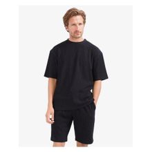 Rare Rabbit Breet-1 Black Textured Oversized Fit T-Shirt