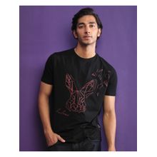 Rare Rabbit Flames 2 Black Graphic Print Slim Fit T-Shirt