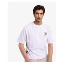 Rare Rabbit Flores White Graphic Print Oversized Fit T-Shirt