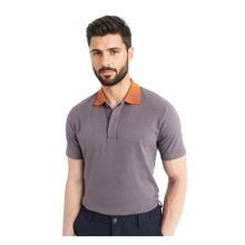 Rare Rabbit Frow Grey Plain Regular Fit Polo T-Shirt