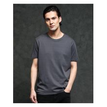 Rare Rabbit Gis-1 Dark Grey Plain Slim Fit T-Shirt