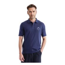 Rare Rabbit Kace Dark Navy Blue Plain Oversized Fit Polo T-Shirt