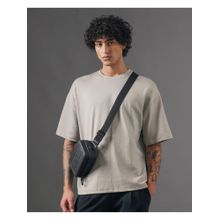 Rare Rabbit Kelos Light Grey Textured Oversized Fit T-Shirt