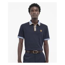Rare Rabbit Lark Navy Blue Plain Regular Fit Polo T-Shirt