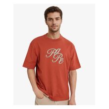 Rare Rabbit Muville Rust Typography Print Oversized Fit T-Shirt