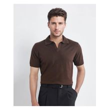 Rare Rabbit Teny Dark Brown Plain Regular Fit Polo T-Shirt