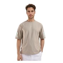 Rare Rabbit Tin Beige Graphic Print Regular Fit T-Shirt