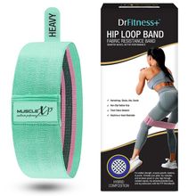 MuscleXP Drfitness+ Hip Loop Fabric Resistance Band, Hip Loop Band, Green (Heavy) 13-inches