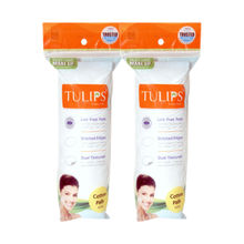 Tulips 50 Round Facial Cotton Pads For Applying & Removing Makeup - Sensitive Skin (Pack Of 2)