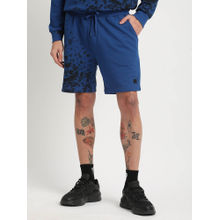 THE BEAR HOUSE Men Blue Printed Regular Fit Cotton Shorts