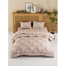 KOPA Floral Pink Micro Double Comforter with Bedsheet & Pillow Cover (One Size)