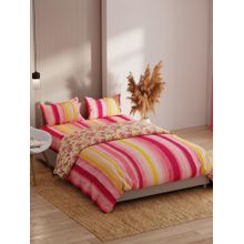 KOPA Pink Floral Extra Smooth Double Dohar with Bedsheet & Pillow Cover (Set of 4) (One Size)