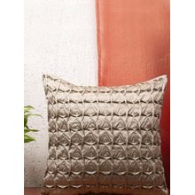 Zeba World Grey Pleated Technique Polyester Cushion Cover (16x16 Inches)