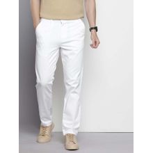 The Indian Garage Co Men Regular Fit Solid Mid-Rise Chinos White