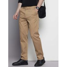 The Indian Garage Co Men Regular Fit Solid Mid-Rise Chinos Khaki