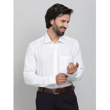 JadeBlue White Linen Fabric Solid Formal Shirt