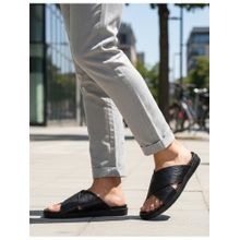Alberto Torresi Men Barleta Black Leather Slippers