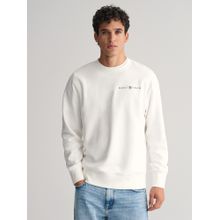 GANT Mens White Solid Round Neck Full Sleeves Sweatshirt