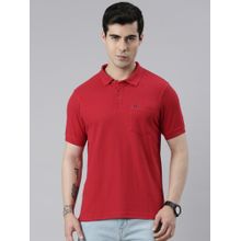 Dixcy Scott Mens Racing Red Solid Regular Fit Cotton Prime Polo