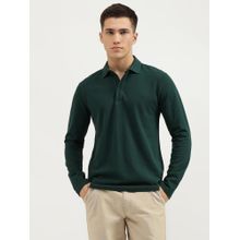 United Colors of Benetton Green Slim Fit Collar Neck Solid Polo T-Shirt